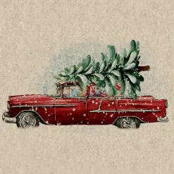 20 serviettes 2 plis en papier recyclé Car Xmas tree - 33 x 33 cm