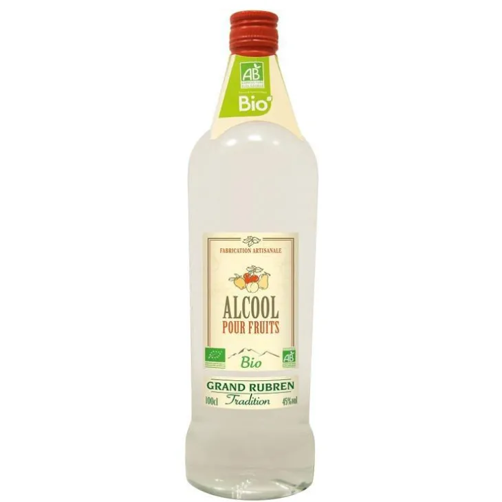 Alcool pour fruits bio 45°. La bouteille de 100 cl
