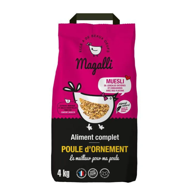 Aliment complet beau plumage pour volaille en sac jaune de 4 kg