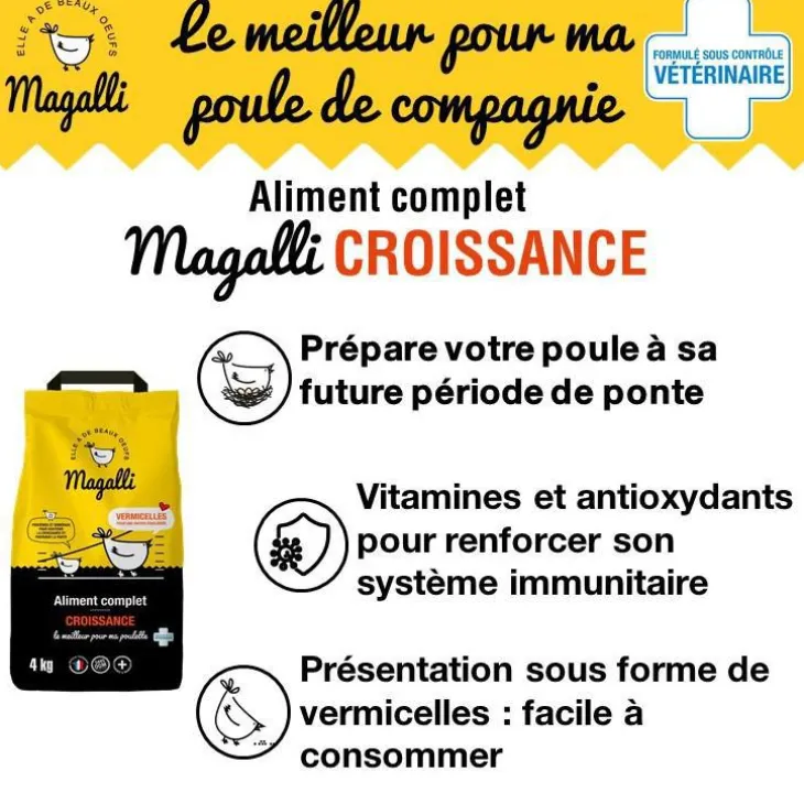 Aliment complet de croissance pour volaille en sac jaune de 8 kg