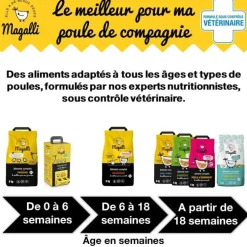 Aliment complet de croissance pour volaille en sac jaune de 8 kg