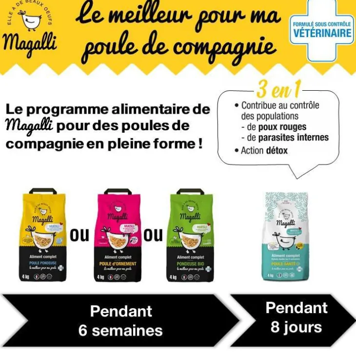 Aliment complet pour poule pondeuse en sac jaune de 8 kg