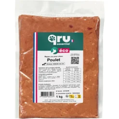Aliment cru pour chien repas poulet Qru Essentiel congelé - 1 kg