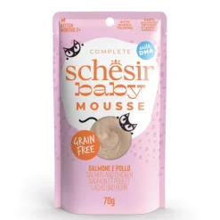 Alimentation humide pour chaton saumon et poulet Lifestage Velvet mousse Schesir Baby - 70 g