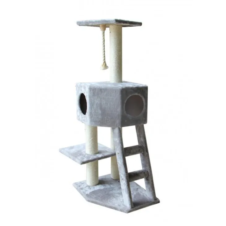 Arbre à chat avec panier et griffoir coloris gris Classic Rover - 120 cm