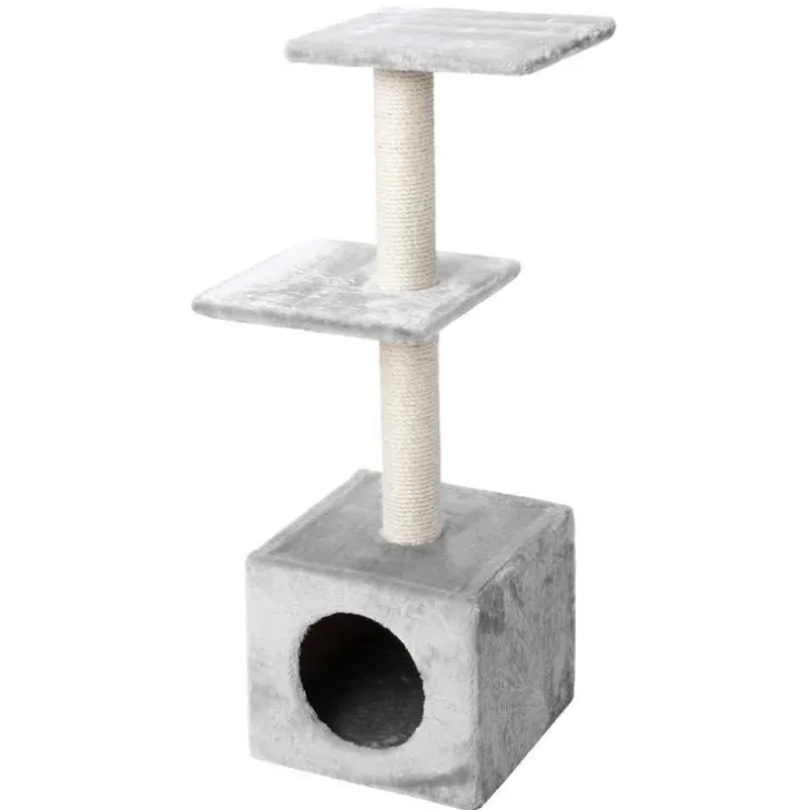 Arbre à chat avec panier et griffoir coloris gris Palazzo - 90 cm