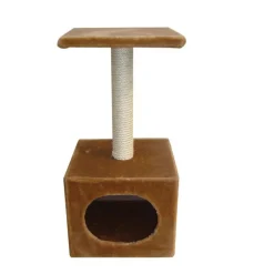 Arbre à chat avec panier et griffoir coloris marron Abey classic - 60 cm