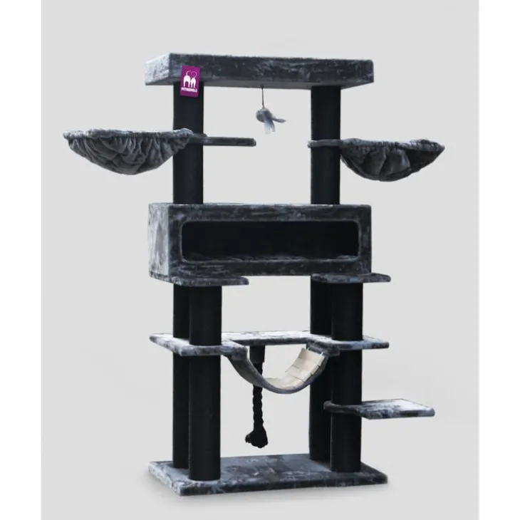 Arbre à chat coloris noir Petrebels Lookout 198 - 100 x 60 x 198 cm