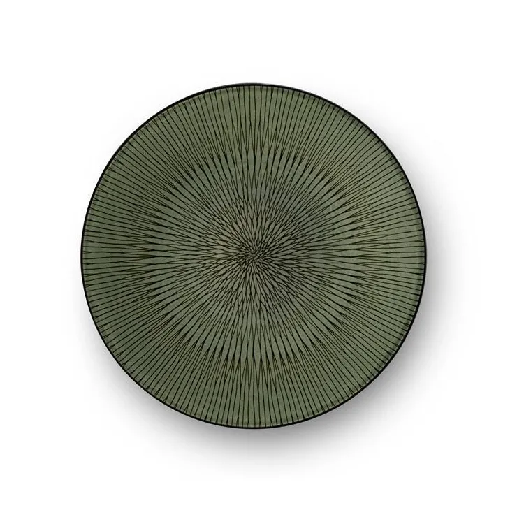 Assiette à dessert en grès Hypnose coloris vert et noir - Ø 20,5 cm