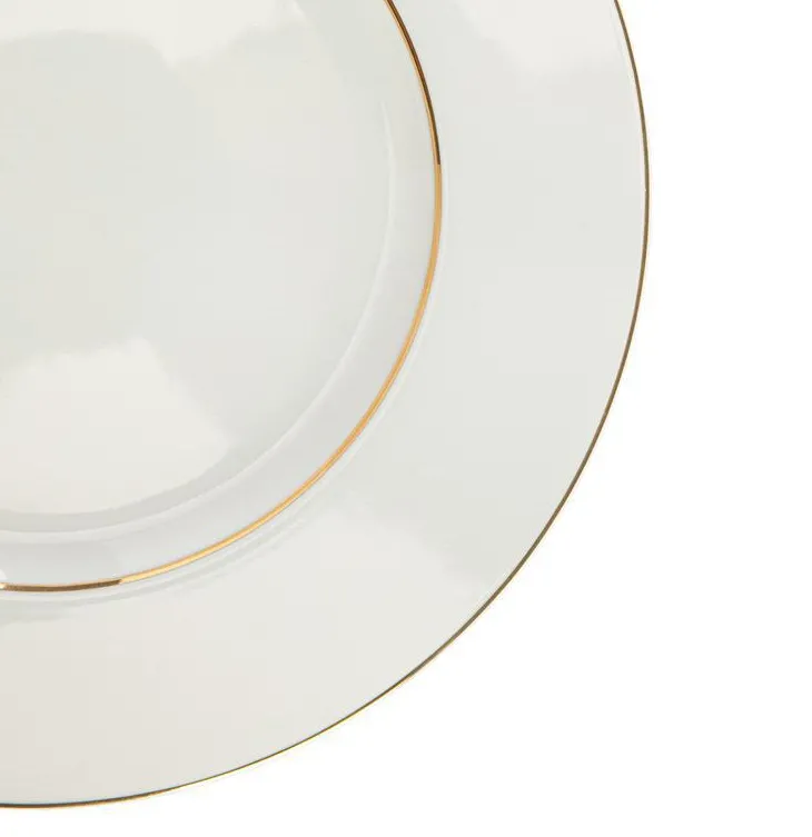 Assiette à dessert en porcelaine blanche et filet or Victoria - Ø 21 cm