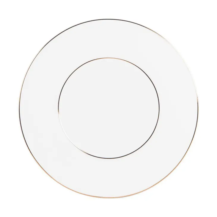 Assiette à dessert en porcelaine blanche et filet or Victoria - Ø 21 cm