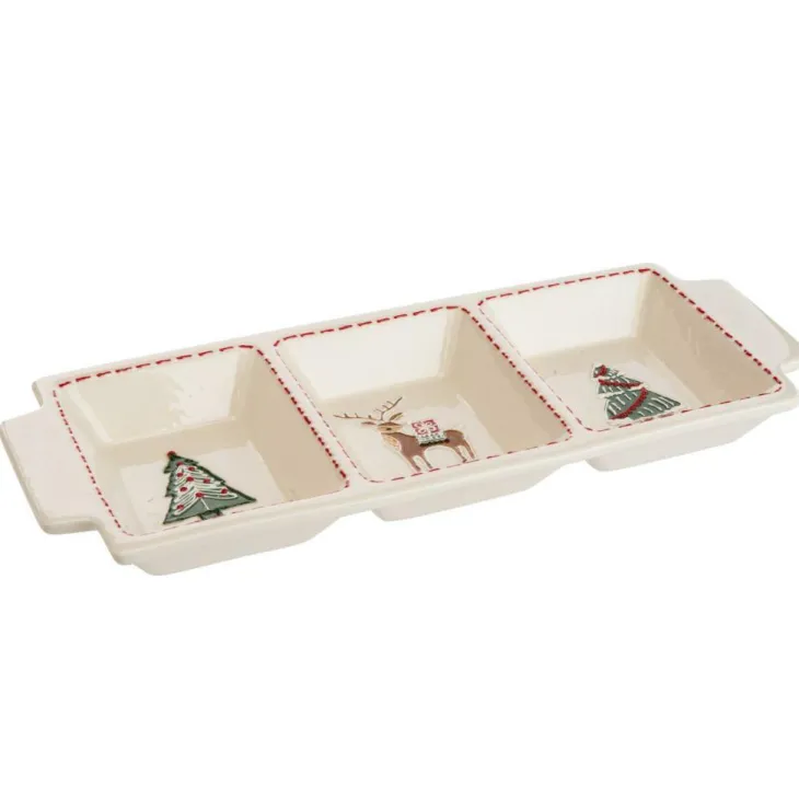 Assiette Fran coloris blanc en grès - 4,5 x 38,5 x 16,5 cm