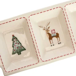 Assiette Fran coloris blanc en grès - 4,5 x 38,5 x 16,5 cm