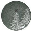 Assiette plate décor sapins coloris vert en grès - Ø 27 cm