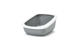 Bac à litière pour chats coloris gris en plastique Aseo Jumbo - 67,5 x 48,5 x 28 cm