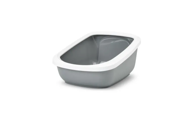Bac à litière pour chats coloris gris en plastique Aseo Jumbo - 67,5 x 48,5 x 28 cm