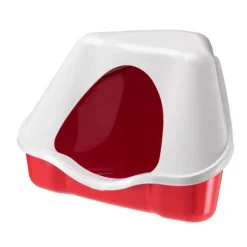 Bac à litière pour lapin nain coloris rouge Ferplast Nora – 41 x 41 x 33 cm