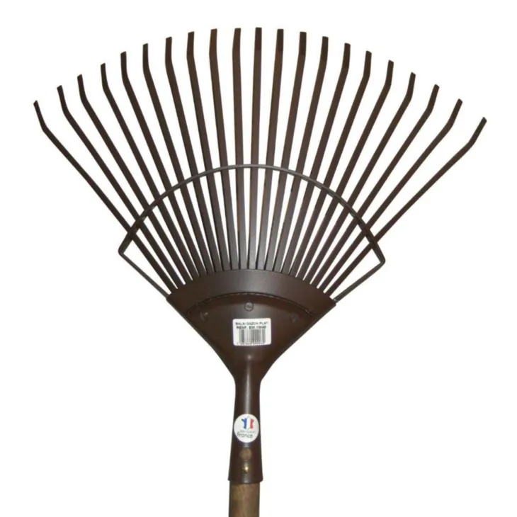 Balai à gazon fil plat renforcé marron