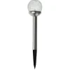 Balise solaire en verre craquelé et inox Watt & Home Perle de rosée - Ø 8 cm