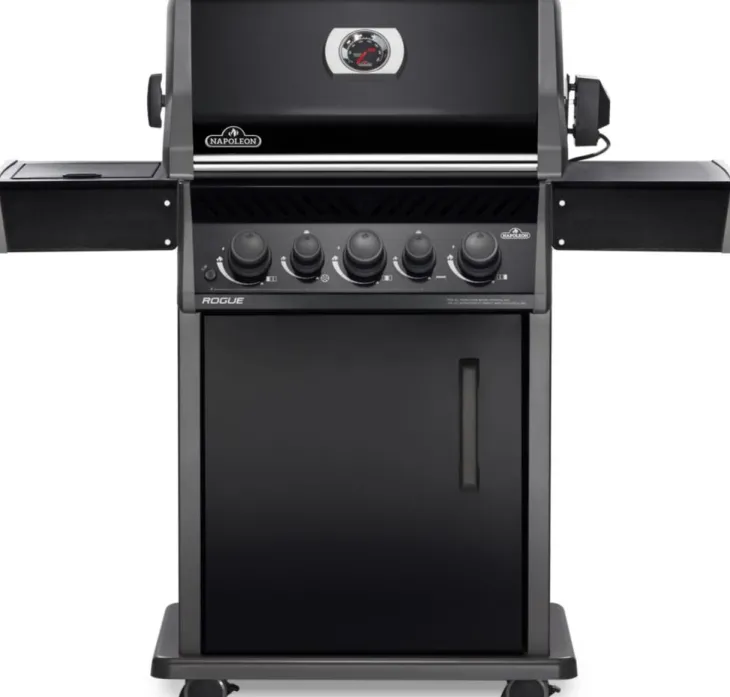 Barbecue Rogue avec 3 brûleurs et réchaud latéral coloris noir Napoleon - 130 x 64 x 122 cm