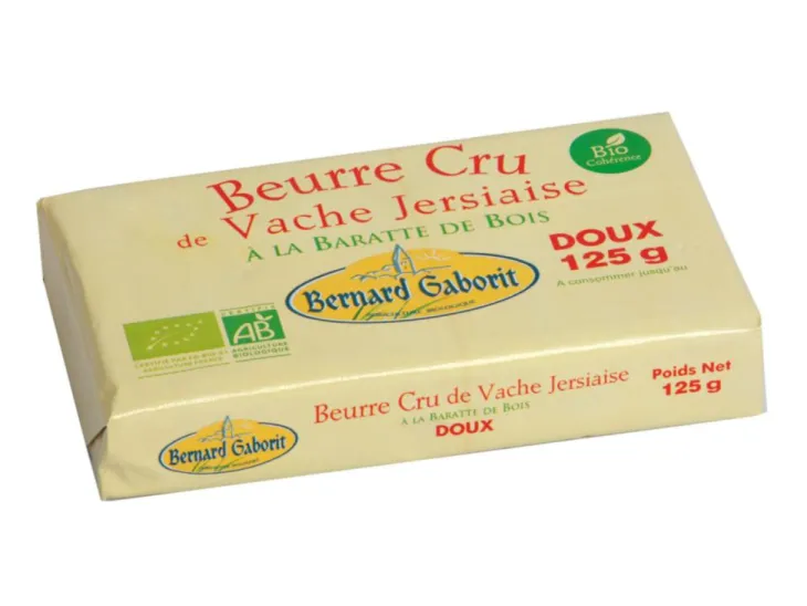 Beurre doux cru de vache Jersiaise bio Gaborit - 125 g