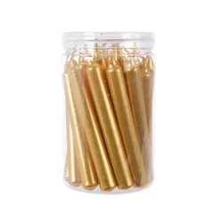 Boite de 22 mini cierges à finition métal or - Ø 1,3 x H 10, 5 cm