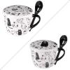 Bol à soupe en porcelaine blanche à motifs chats noirs Friends - 75 cl