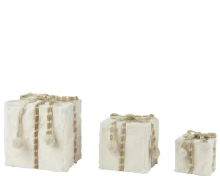 Boîte cadeau en fausse fourrure blanche petit modèle - 11 x 11 x 11 cm
