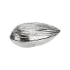 Boîte décorative forme amande en aluminium argent grand modèle - 15 x 9 x 6 cm