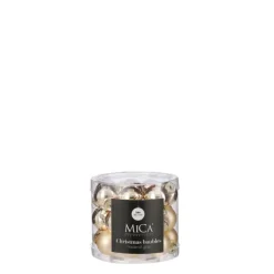 Boîte de 24 mini boules de Noël en verre champagne - Ø 2,5 cm