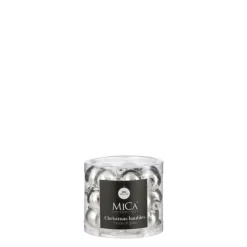 Boîte de 24 mini boules de Noël en verre argent - Ø 2,5 cm