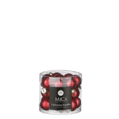Boîte de 24 mini boules de Noël en verre rouge foncé - Ø 2,5 cm