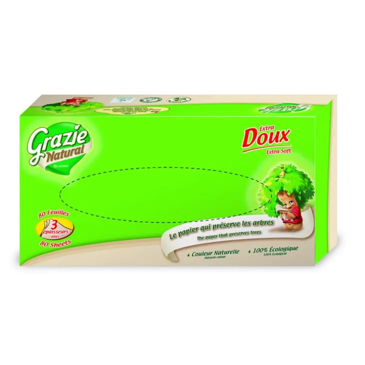 Boîte de mouchoirs 100% recyclés Grazie - 80 mouchoirs