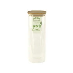 Boîte en verre empilable 2200 ml avec couvercle en bambou 11x11x30 cm
