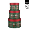 Boîte ronde verte et rouge à motif casse-noisette taille S - Ø 15 x H 12 cm