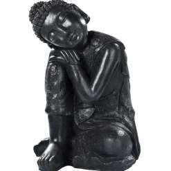 Bouddha penseur coloris noir en cire - 33 x 33 x 58 cm