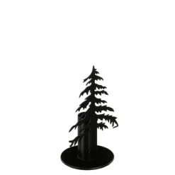 Bougeoir arbre coloris noir en métal - 13,5 x 7 cm