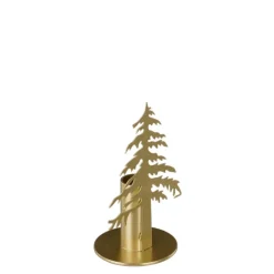 Bougeoir arbre coloris or en métal - 13,5 x 7 cm