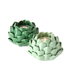 Bougeoir chauffe-plat vert en céramique Maleva - Ø 14 x H 9 cm