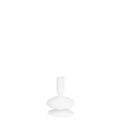 Bougeoir coloris blanc en verre - 11 cm
