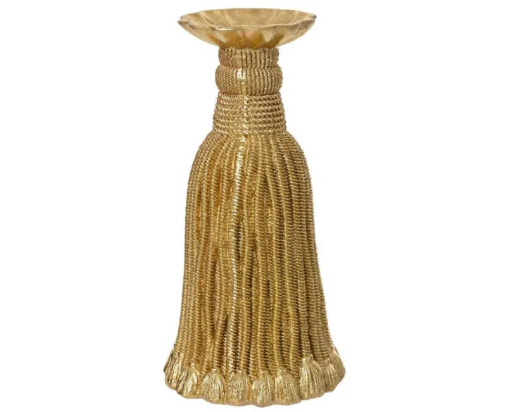 Bougeoir en polyrésine or - Ø 13 x H 26 cm