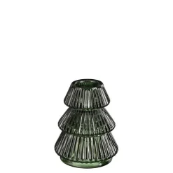 Bougeoir en verre vert foncé forme arbre de Noël - Ø 6,5 x H 8 cm
