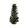 Bougeoir pomme de pin en métal vert et or - Ø 7,5 x H 14 cm