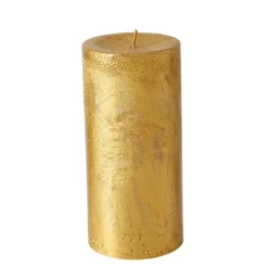 Bougie brillante large en cire dorée Shiny - Ø 6,9 x H 14 cm