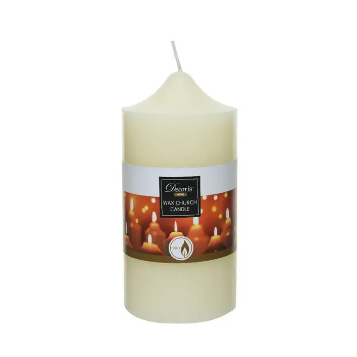 Bougie cierge en cire ivoire H 15 x Ø 7,5 cm