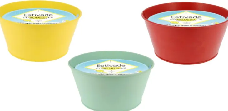 Bougie citronnelle pot métal coloris multicolore en cire Estivade Denis & Fils - Ø 20 x 10 cm