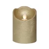 Bougie dorée imitation cire à LED blanc chaud effet oscillant pour intérieur - Ø 7,5 x H 10 cm