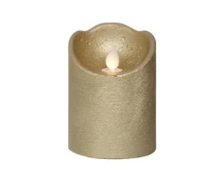 Bougie dorée imitation cire à LED blanc chaud effet oscillant pour intérieur - Ø 7,5 x H 10 cm