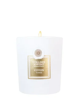 Bougie parfumée blanc Collines de Provence Fleurs & Écorces coton - 360 g