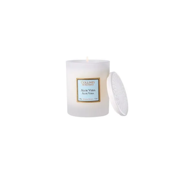 Bougie parfumée coloris blanc senteur aloé véra Collines de Provence - 180 g